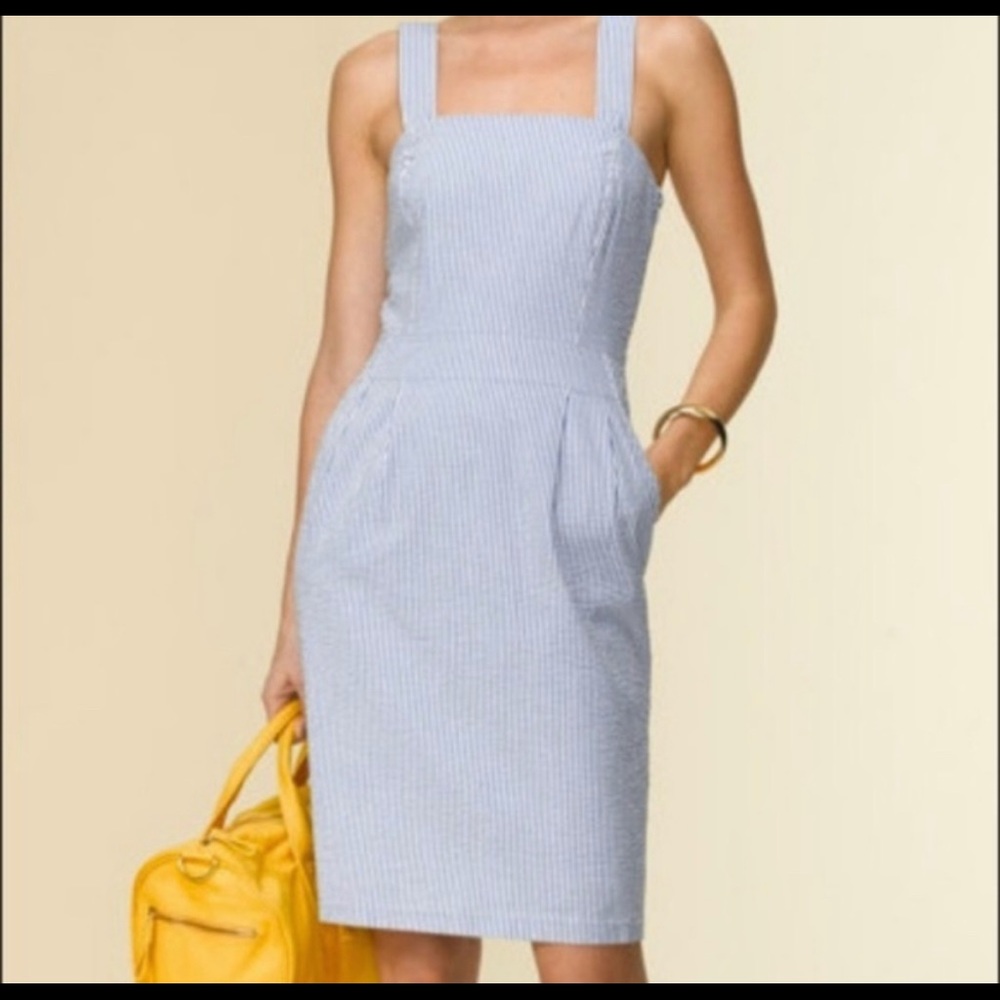 L.L. Bean blue and white seersucker sun dress